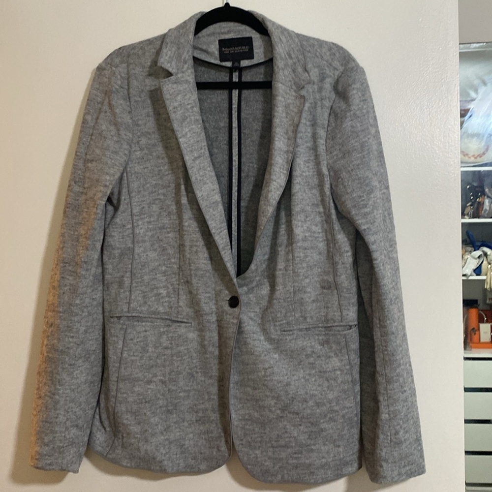 Banana Republic Heather Gray Long Blazer